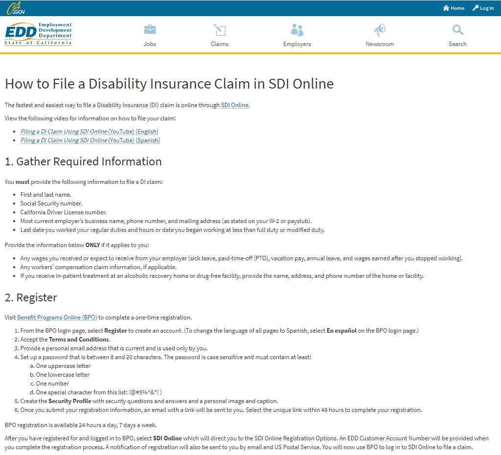 Process Site For Disability Processing