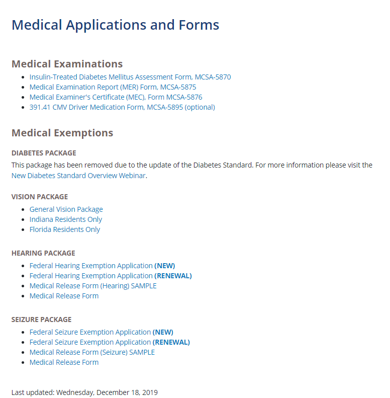 Commercial Drivers License Forms & Waivers