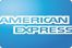 The american express logo is on a blue background.