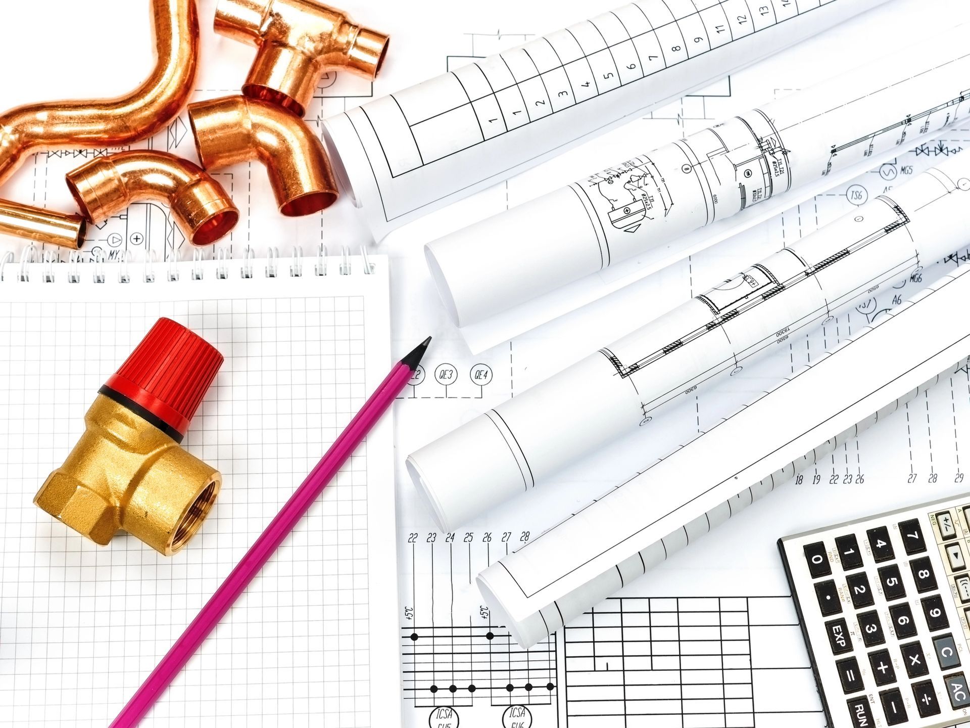 Tubazioni e valvole in rame, progetti