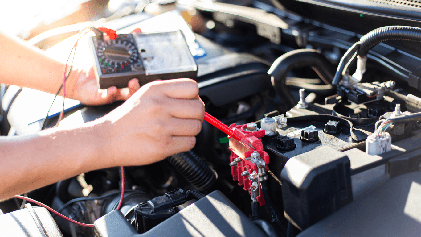 a mechanic doing an engine diagnostic 