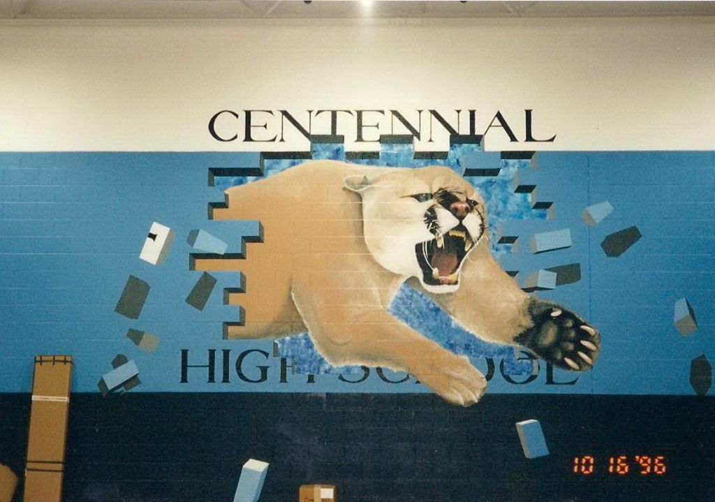 centennial high school custom wall mural art mascot
