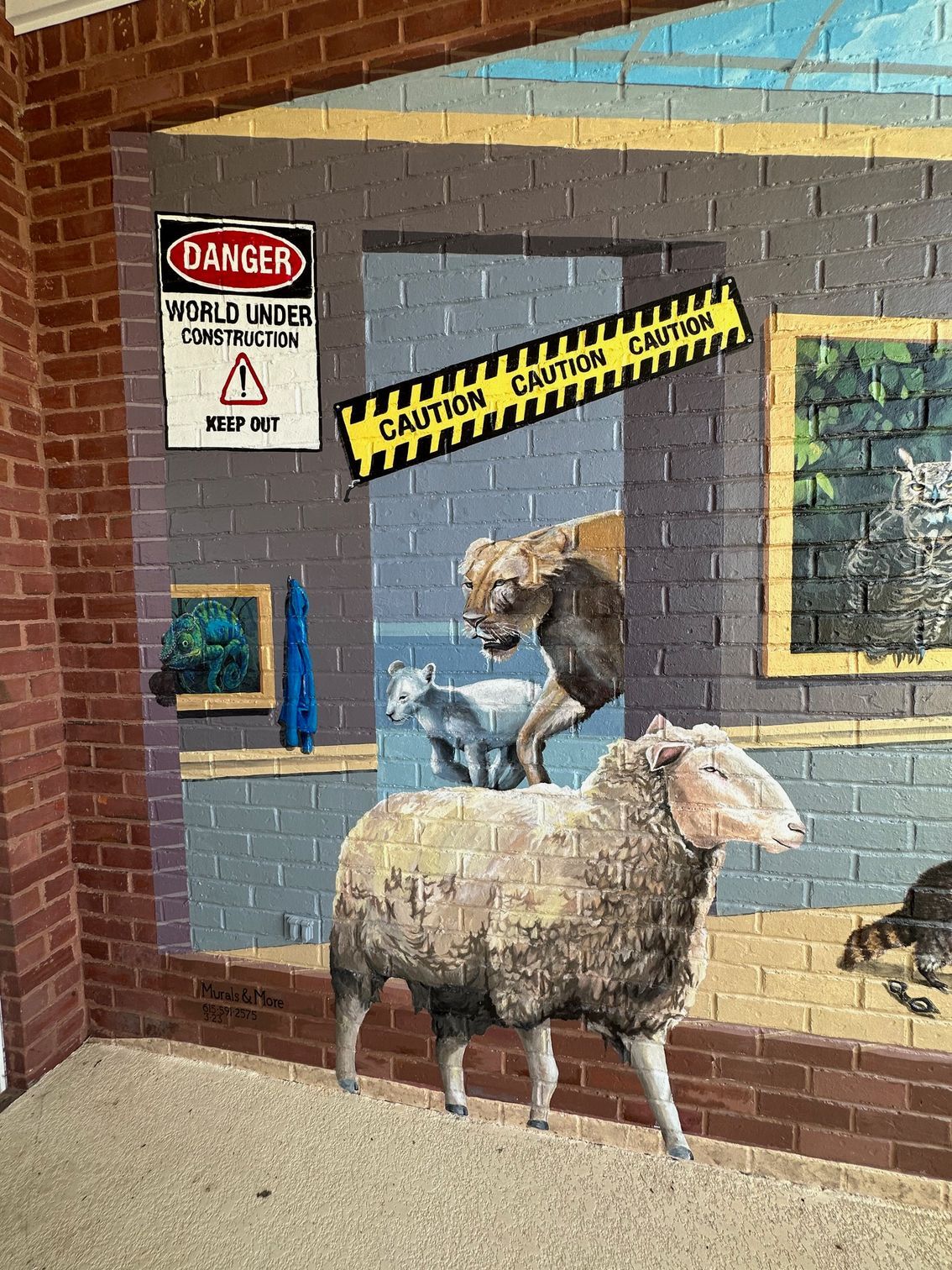 Animals on the Right of Painting Characters in Her Books Painted on This Exterior Brick Wall - Exterior and Residential Mural Art