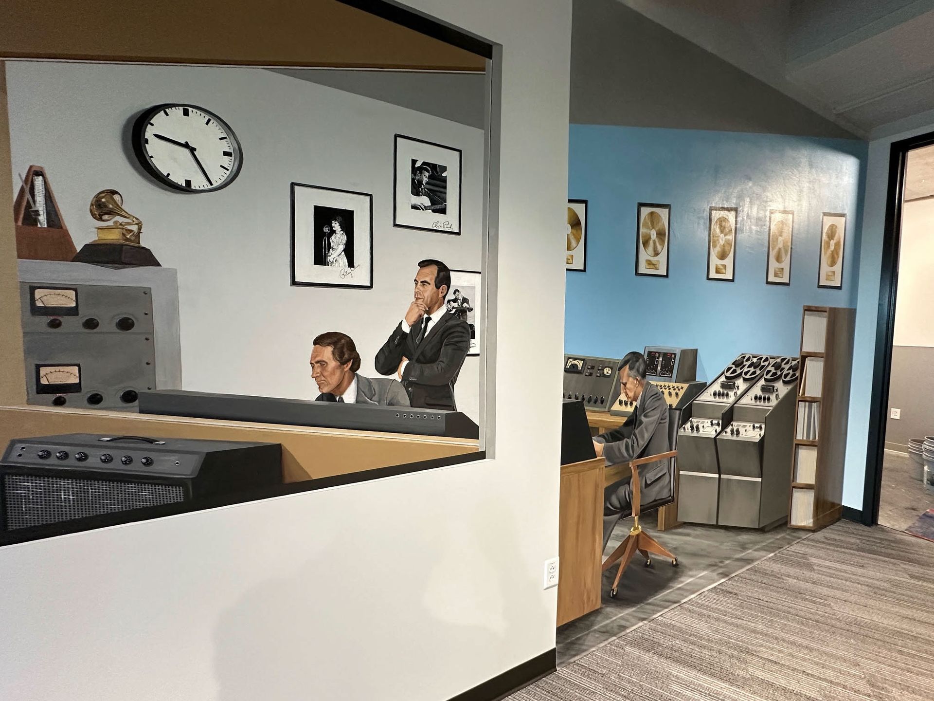 Production Team Focus of Reminiscent Historic Recording Studio Mural - Canvas and Interior Mural