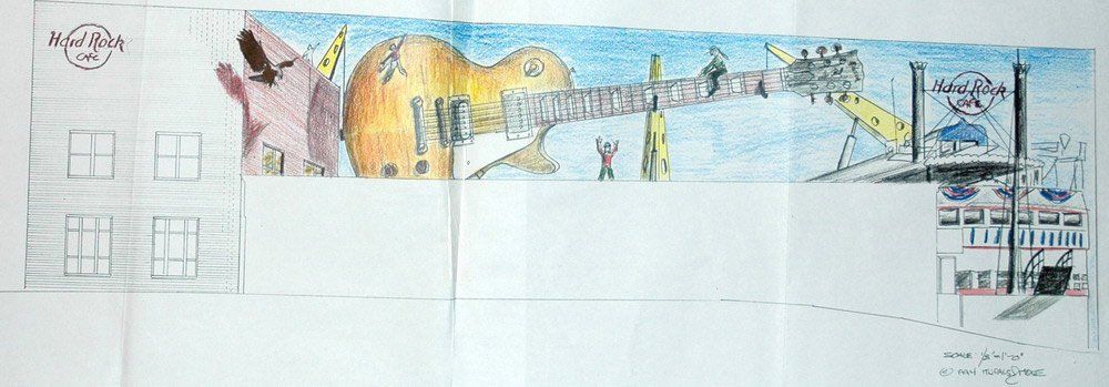 Must See! Exterior Guitar Mural For Hard Rock Cafe of Nashville