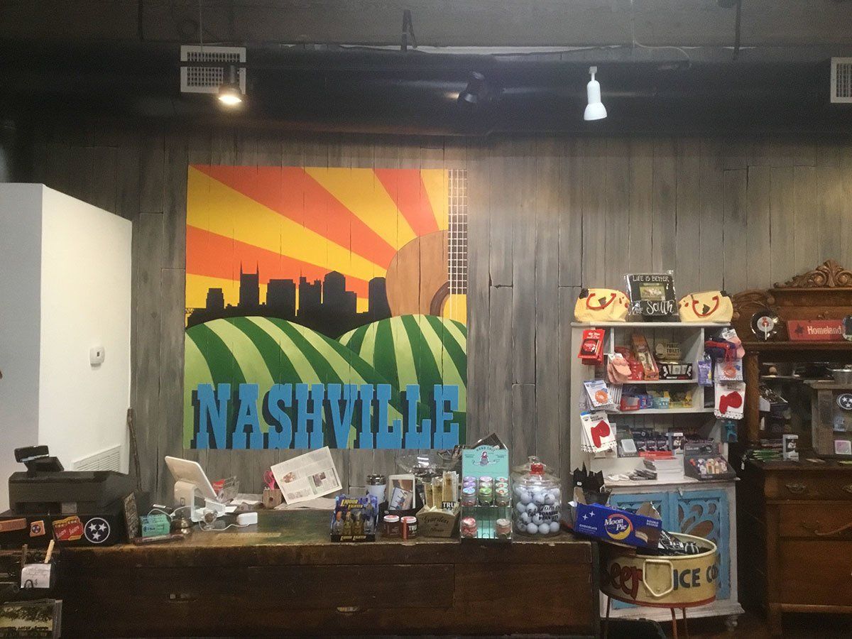 Market Street Mercantile in Nashville Features Interior Canvas Mural