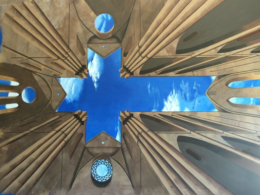 Mural Artist Paints Spiritual Room Ceiling Using Trompe L'oeil Effect