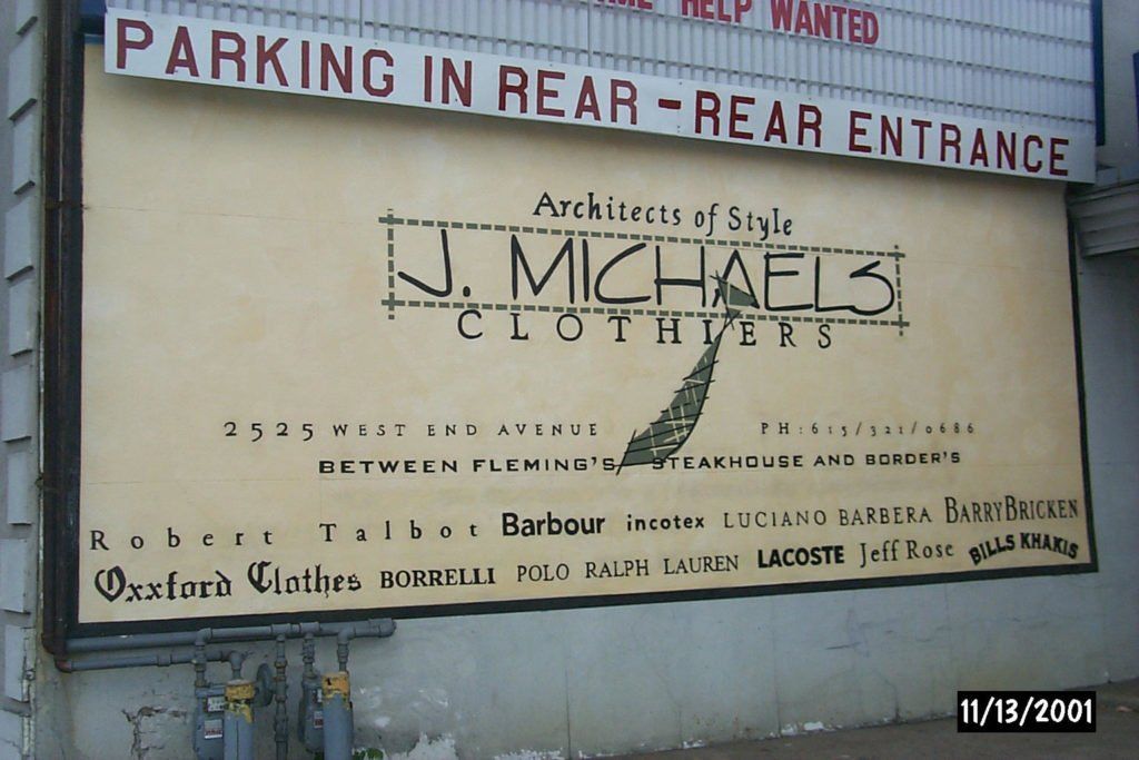 j.michael's clothiers custom mural signage painting