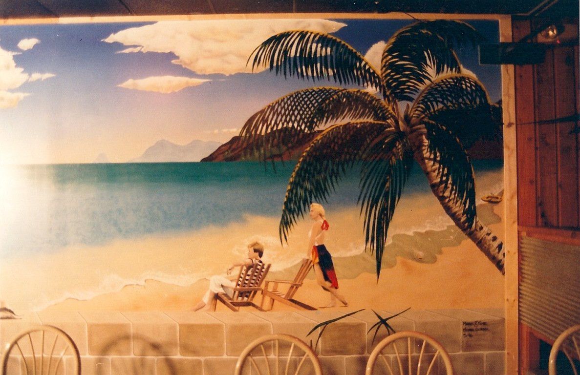 rainbow row mural art painting