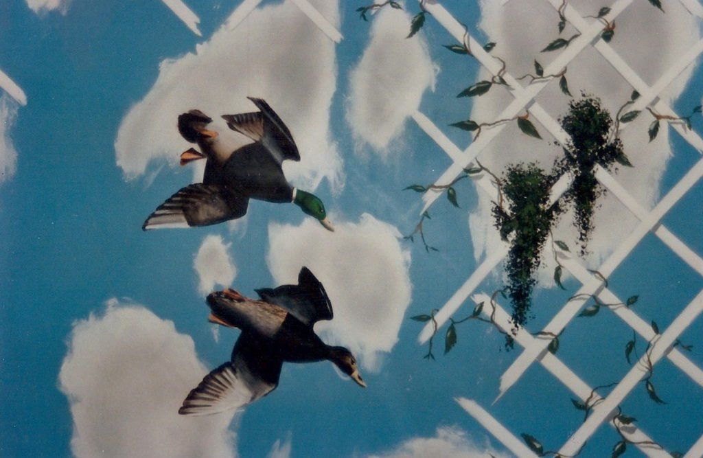 custom ducks in flight ceiling painted wall mural nashville tn