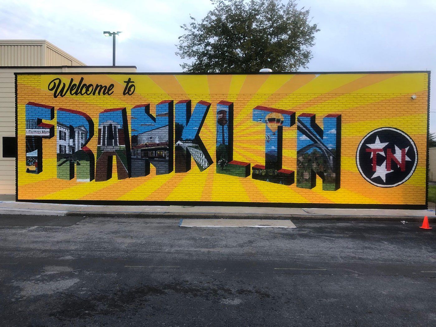 welcome to franklin tn custom exterior mural art tourist attraction after image