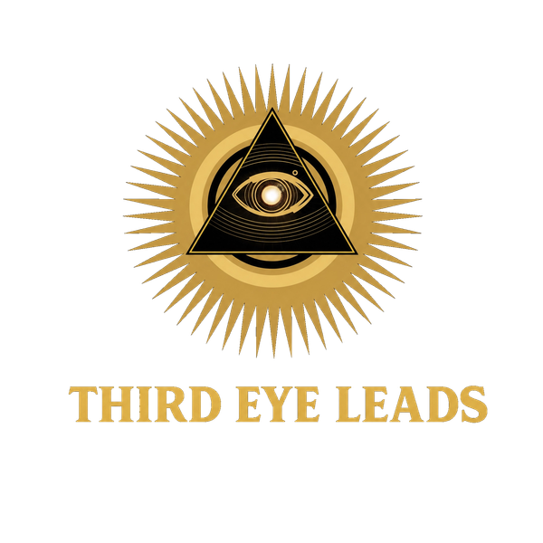 Gold eye-in-triangle logo above “THIRD EYE LEADS” on a black background