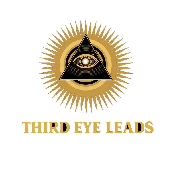 Gold eye-in-triangle logo above “THIRD EYE LEADS” on a black background