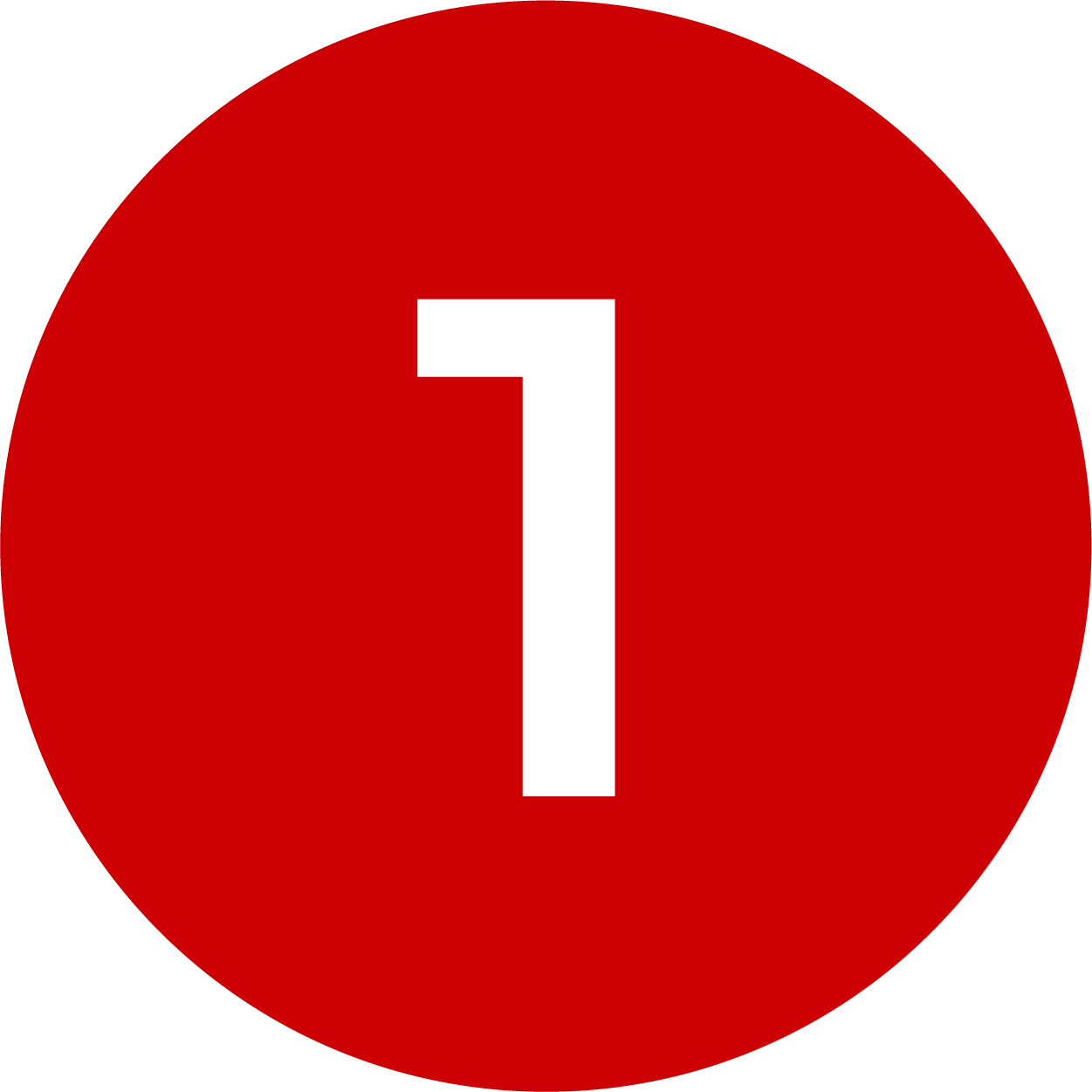 Red circle with a white number 1.