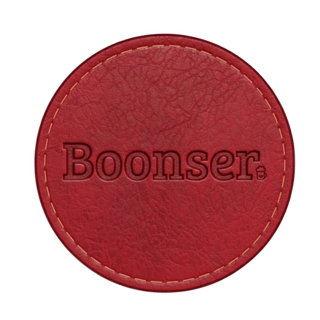 Red leather coaster with 