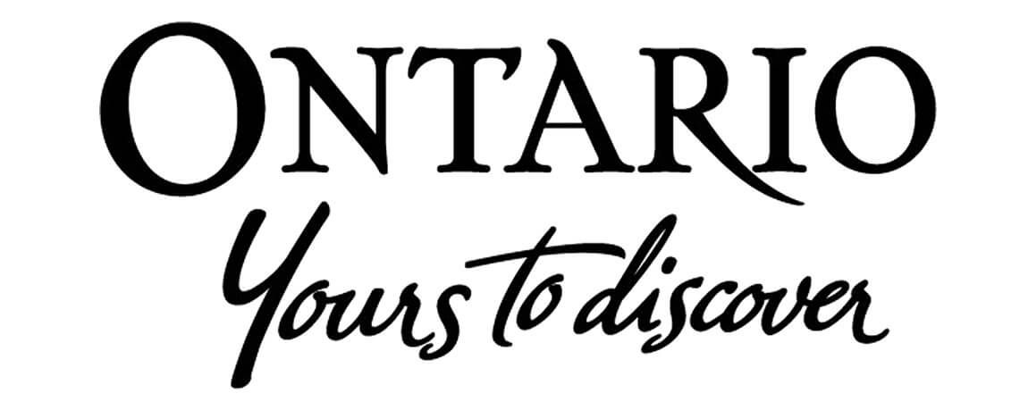 A black and white logo for ontario yours to discover