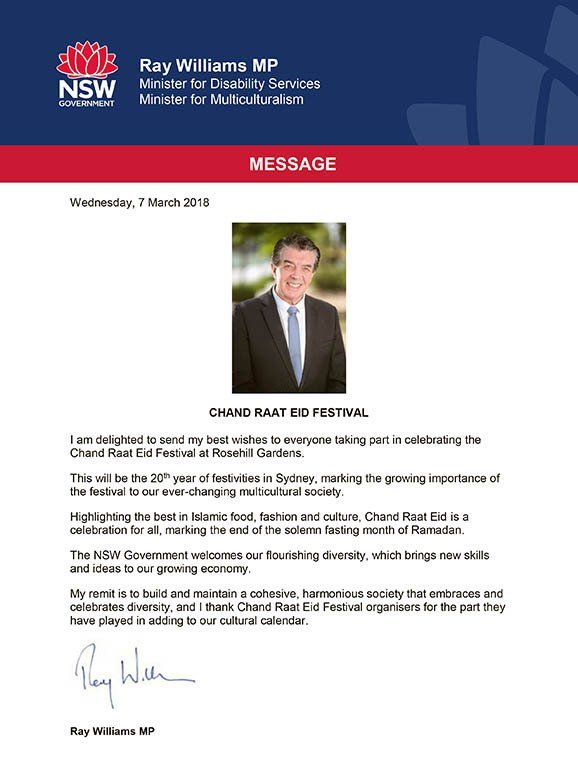 A letter from ray williams mp with a picture of a man in a suit and tie.