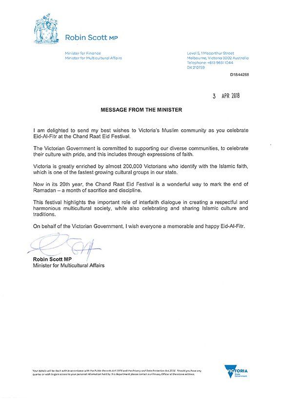 A signed letter from robin scott is on a white background.