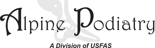 Alpine Podiatry logo with a foot graphic and the text