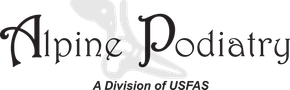 Alpine Podiatry logo with a foot graphic and the text