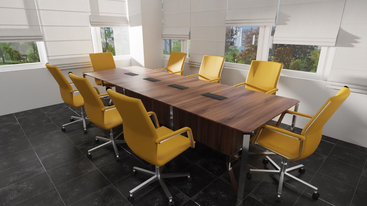 ufficio con scrivanie di design