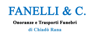 Logo for Fanelli & C., an Italian funeral home, with blue and black text on a white background.