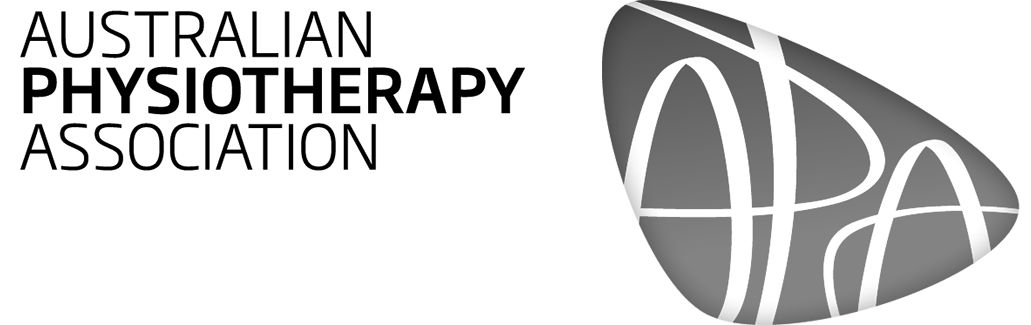 The logo for the australian physiotherapy association is black and white.