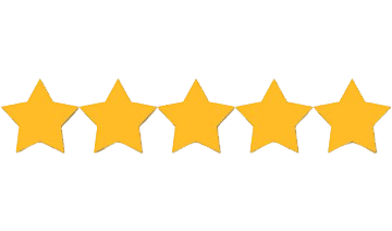 Five gold stars in a row, representing a perfect rating.