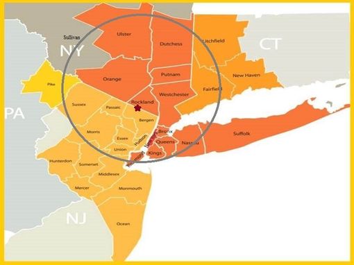Service Area Map — Hillburn, NY — Tri-State Commercial Roofing Corp