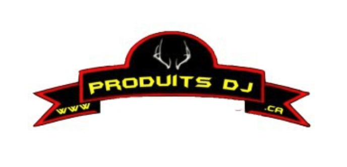 Le logo des produits dj est un ruban rouge et noir avec des bois dessus.