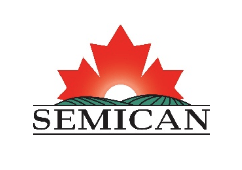 Un logo semican avec une feuille d'érable au milieu