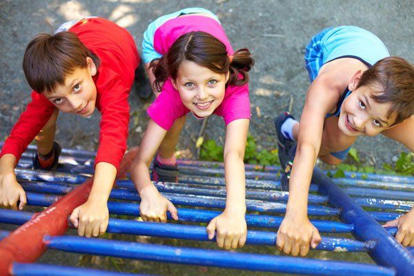 children climbing up a ladder