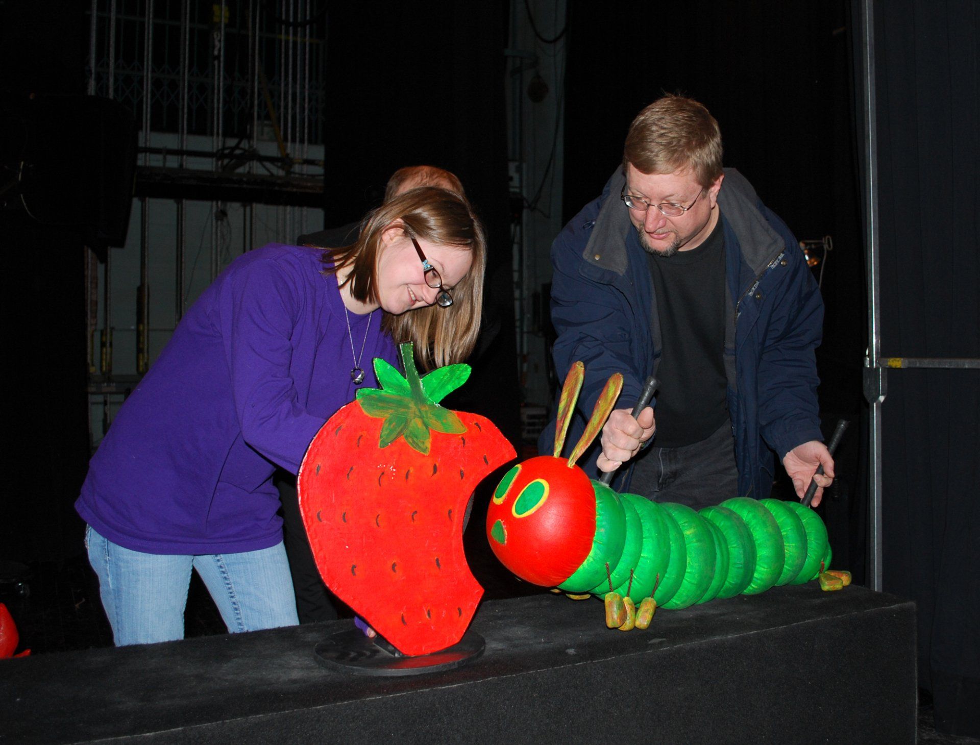 Working the very hungry caterpillar at a professional show backstage tour