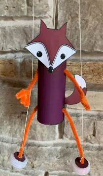 Fox Folk Paper Roll Marionette
