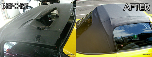yellow mazda miata convertible repair before and after