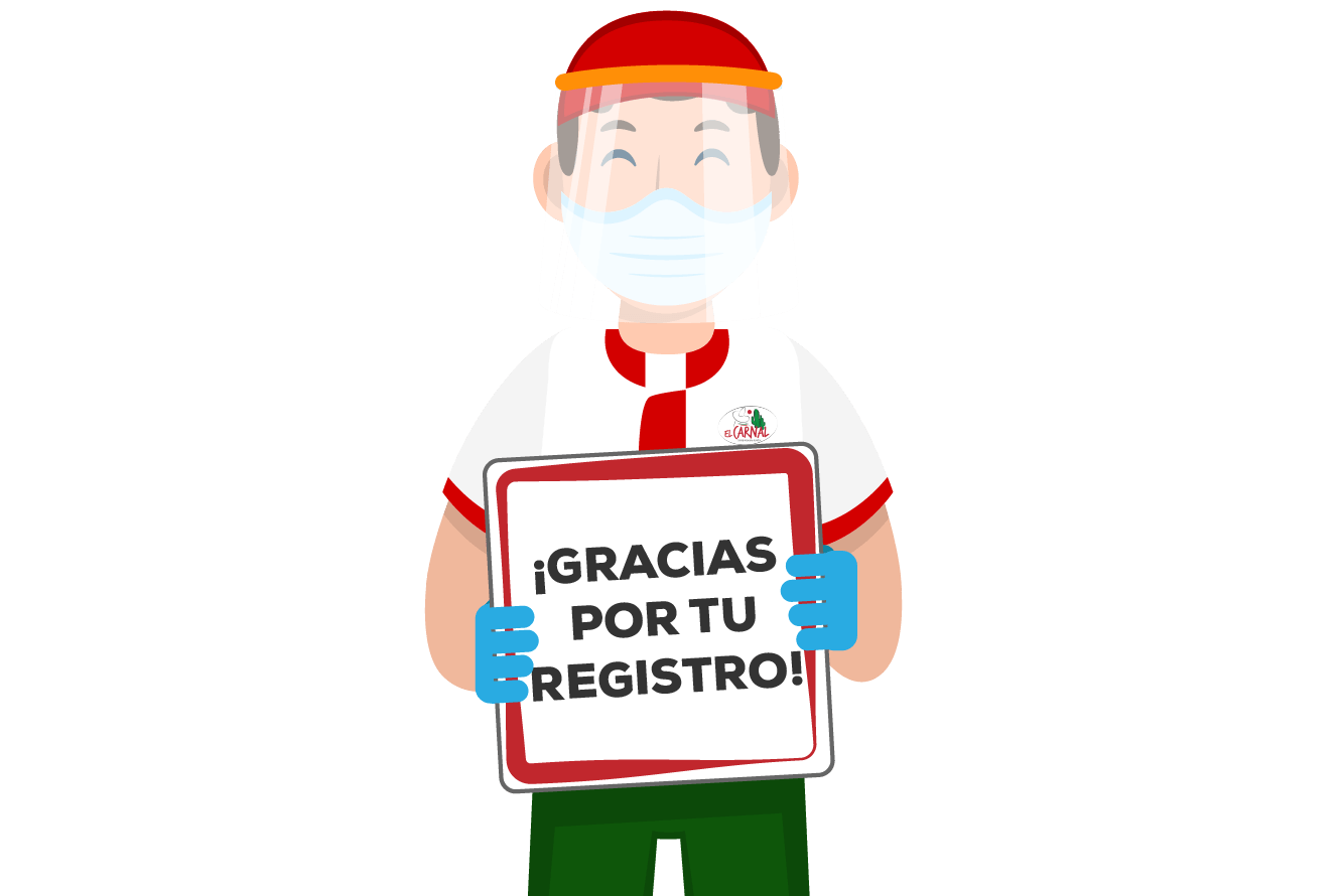 Un hombre que lleva una máscara y guantes sostiene un cartel que dice gracias por tu registro.