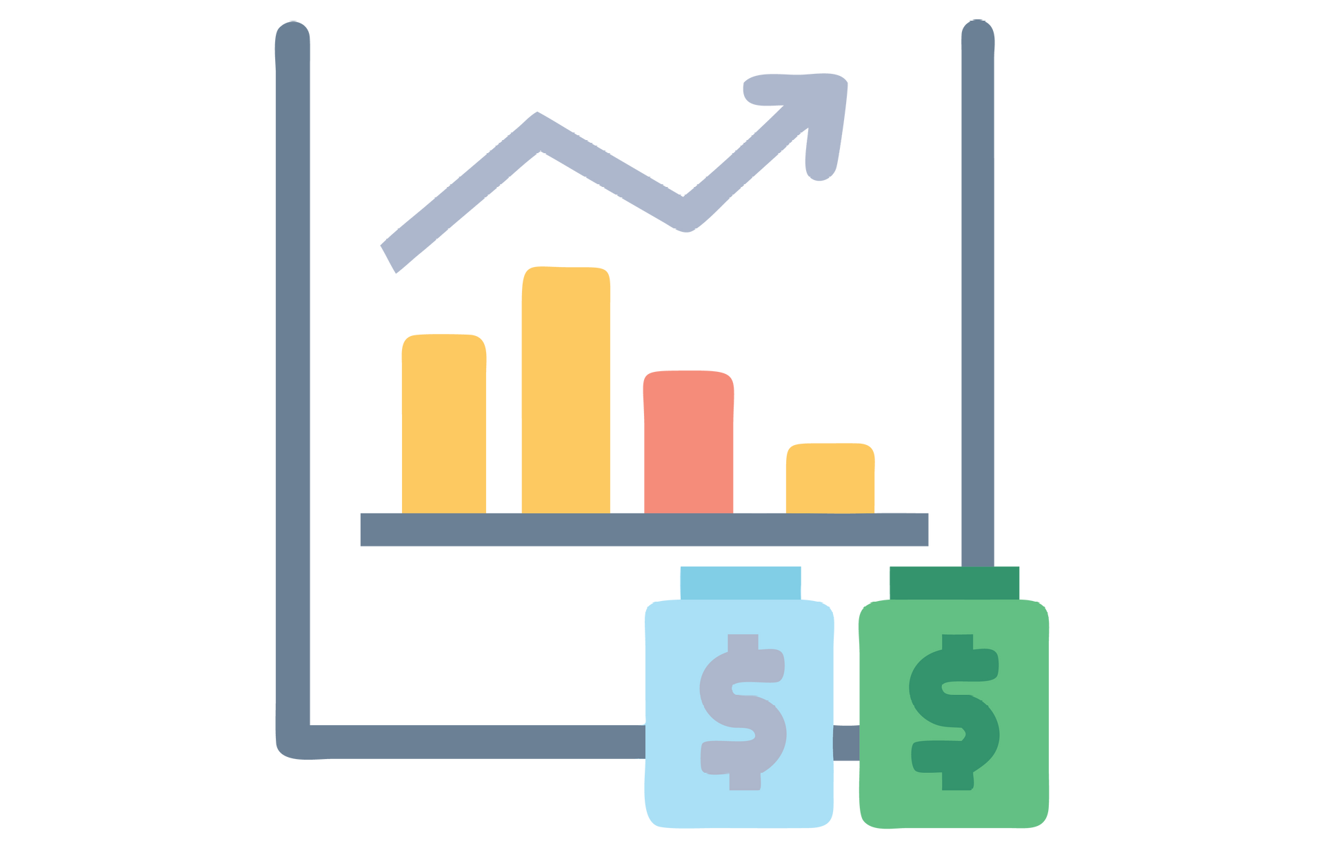 an icon of a statistic with money jars