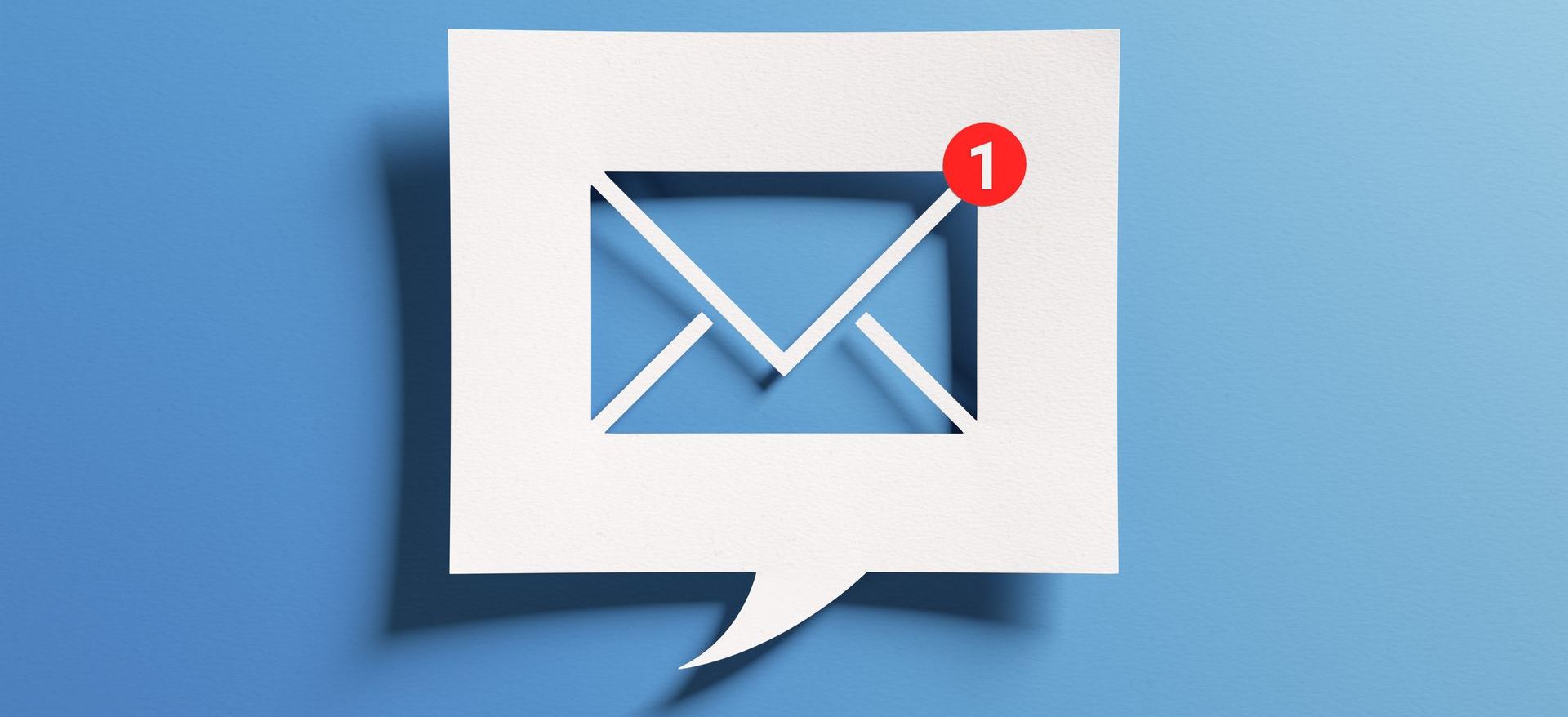 A white quote box with an blue email icon centered