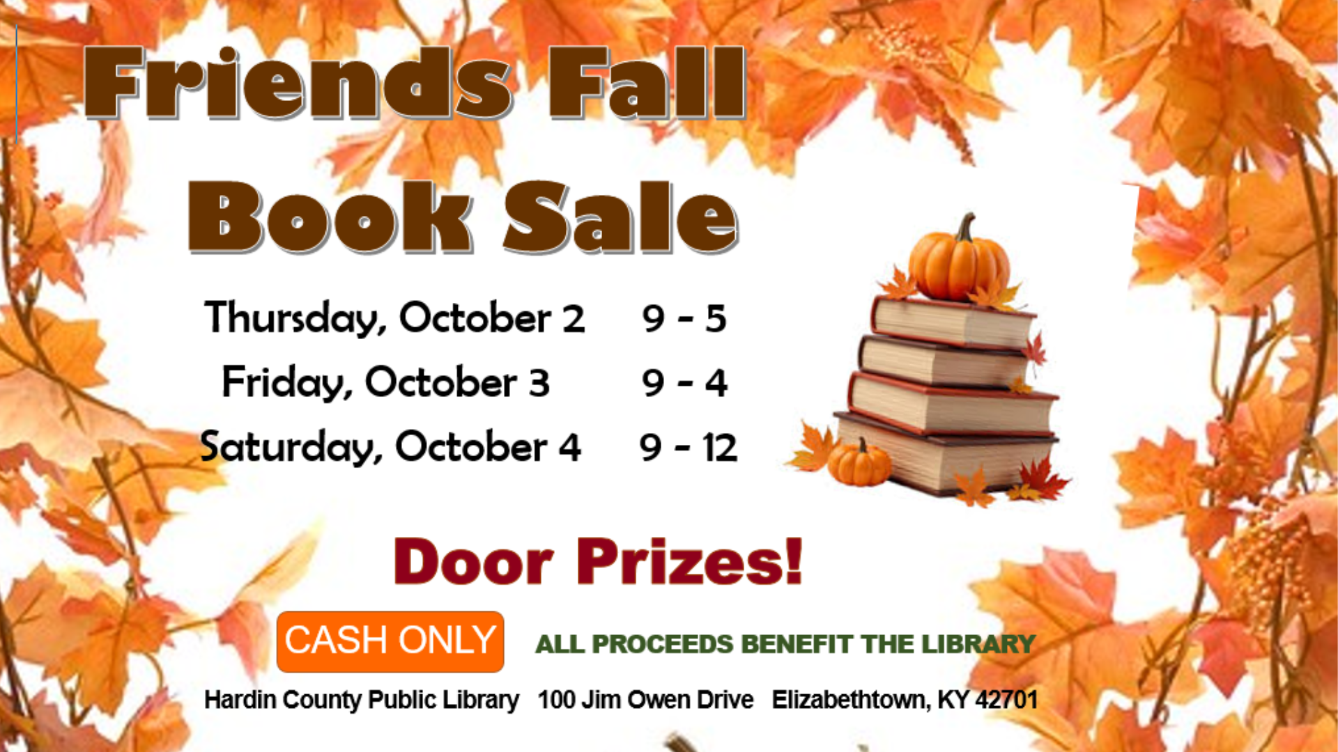 HCPL FRIENDS FALL BOOK SALE GRAPHIC