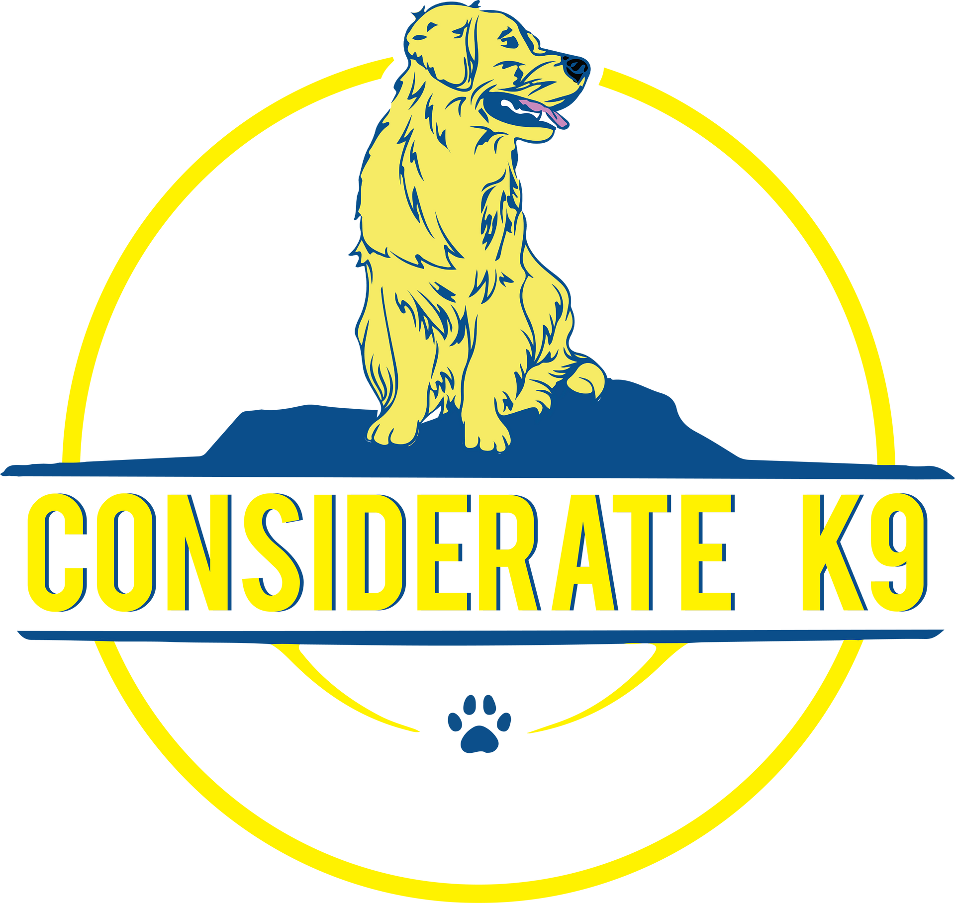 A logo for a company called considerate k9