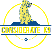 A logo for a company called considerate k9