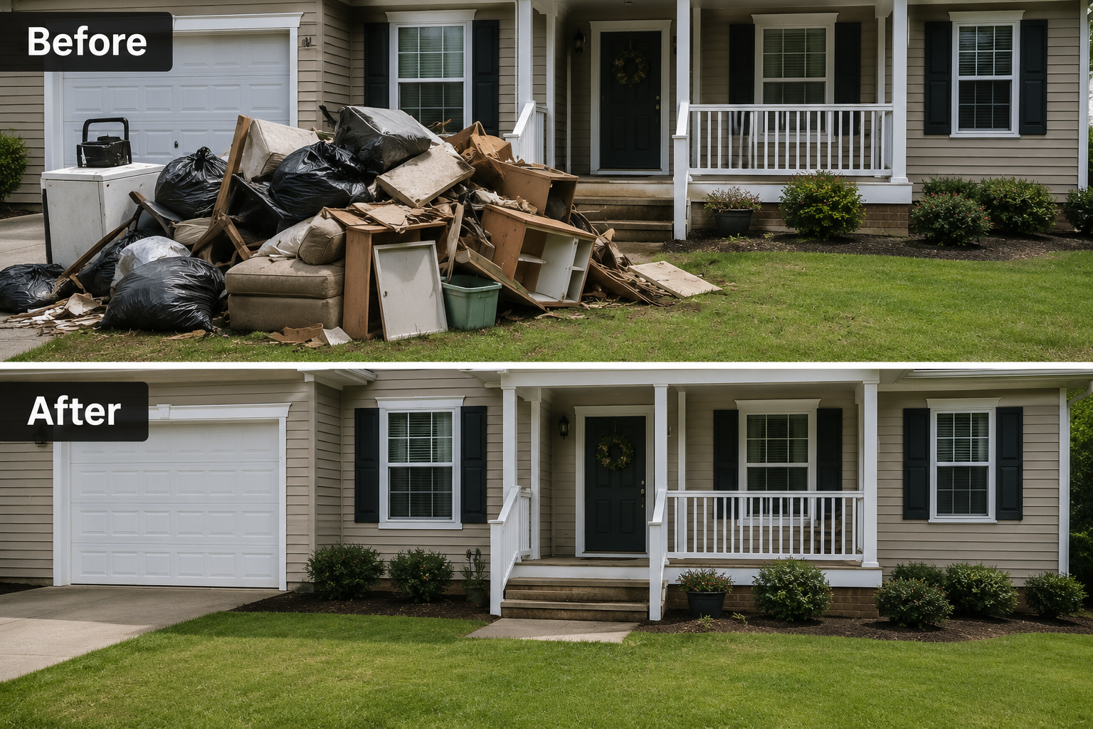before and after household junk removal