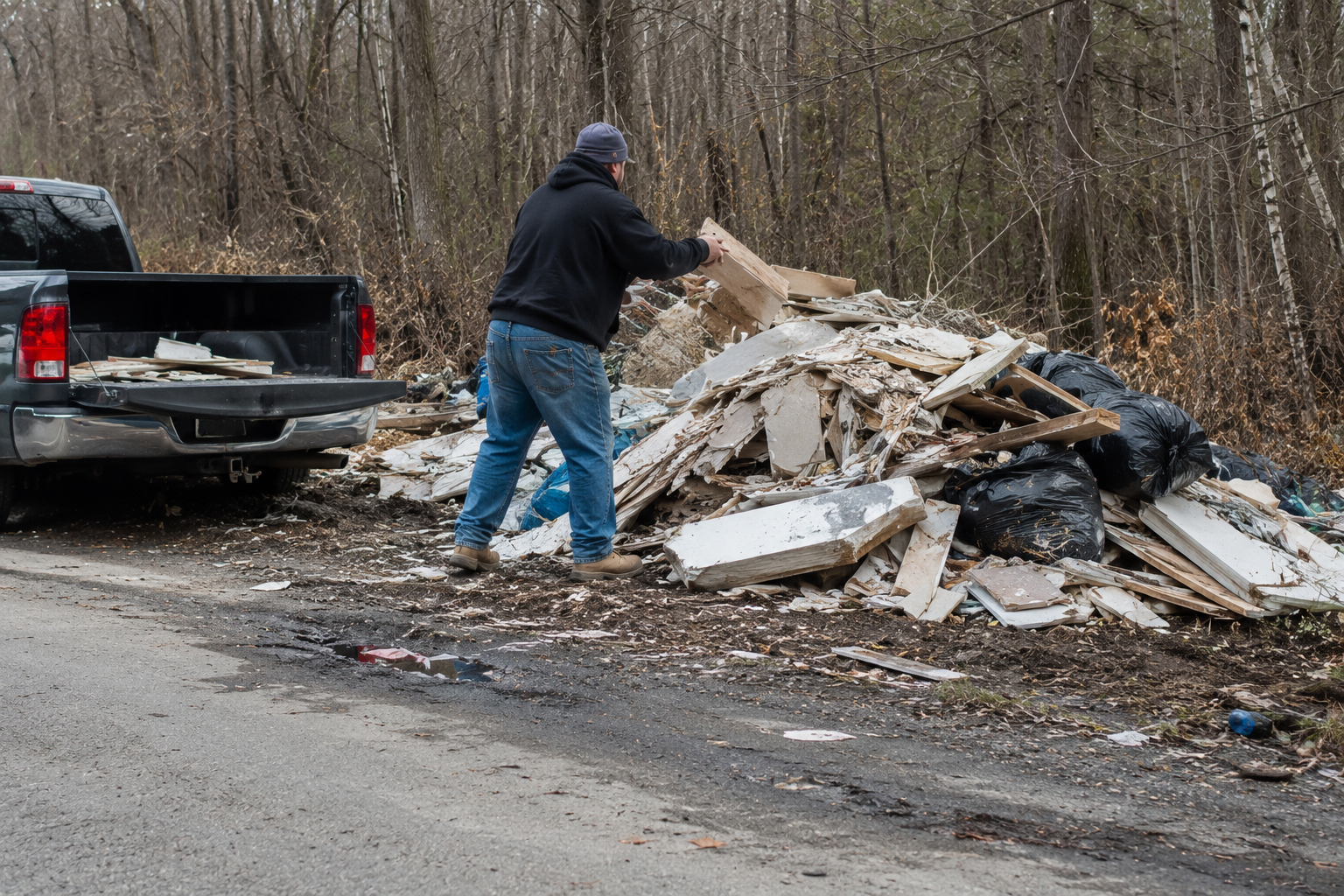 illegal construction waste dumping