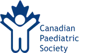 Canadian Paediatric Society logo: child-shaped figure within a blue maple leaf, text to the right.