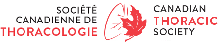 Logo for the Canadian Thoracic Society, featuring text in English and French and a red maple leaf.