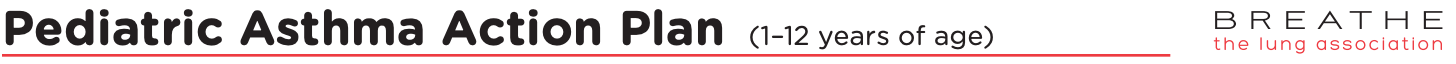 Pediatric Asthma Action Plan title.