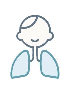 Cartoon child with visible lungs, light blue.