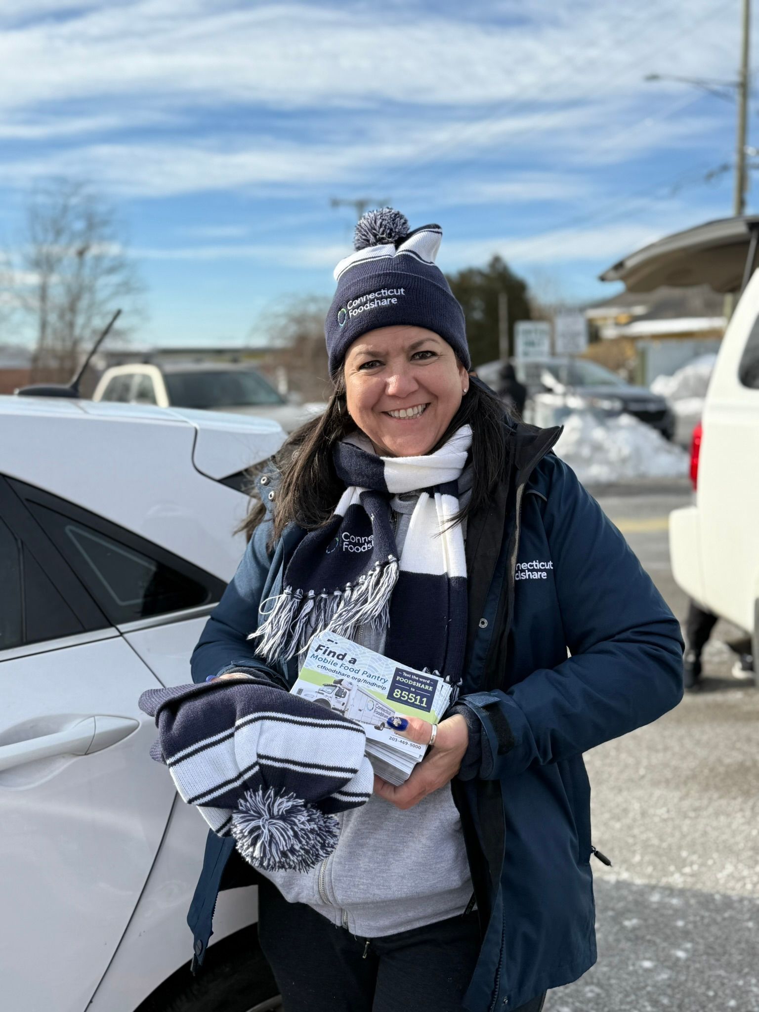 Maria Paredes, Connecticut Foodshare board member, at the mobile food pantry in New Britain, where she serves as the head coordinator.