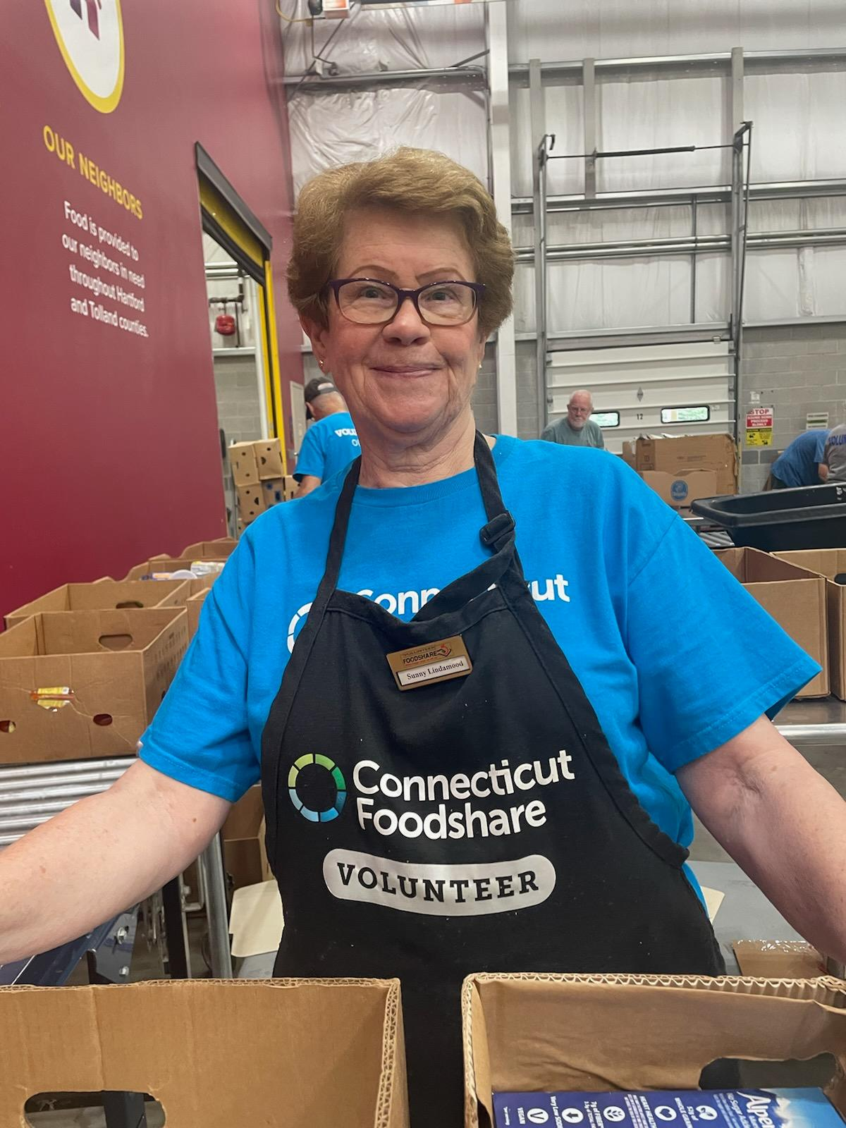 Sunny Lindamood has been volunteering at Connecticut Foodshare for over 20 years.