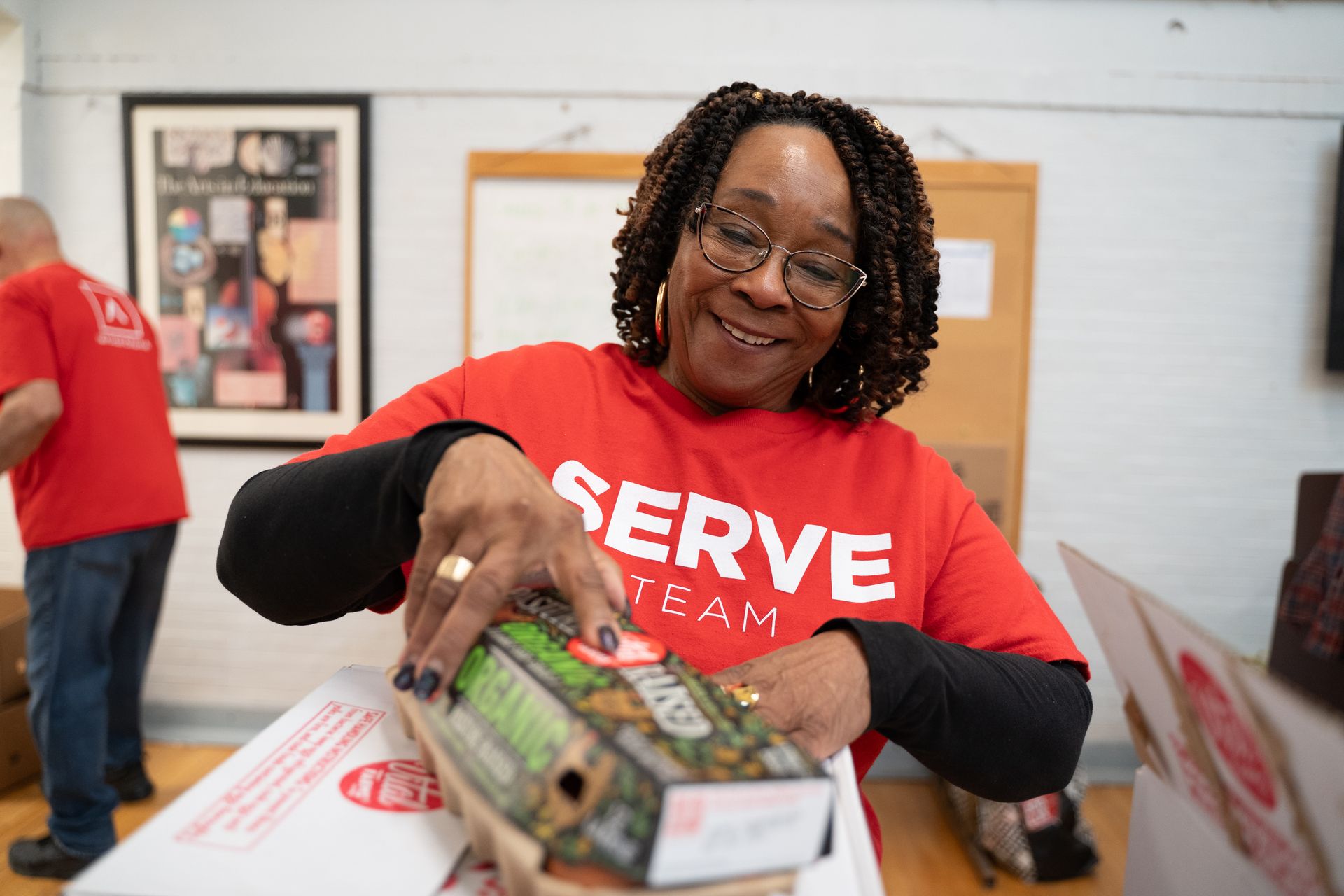 Debbie volunteers at a monthly pop-up pantry provided by Vertical Church, an agency partner of Connecticut Foodshare.